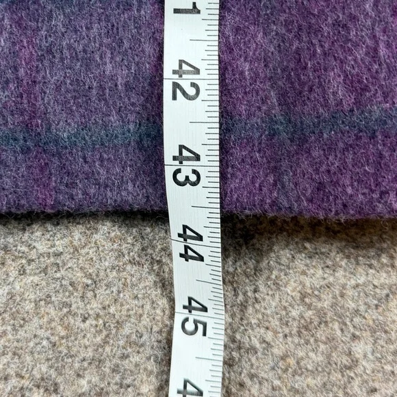 Vintage Alorna Purple Grey Plaid Long Wool Coat Women’s L/XL Union Made in USA - Picture 10 of 11